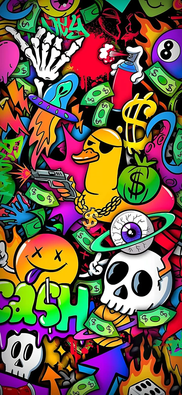 Graffiti Art, Cartoon Illustration, Pop Culture, Street Art Full HD iPhone Wallpaper Background (1080x2341)