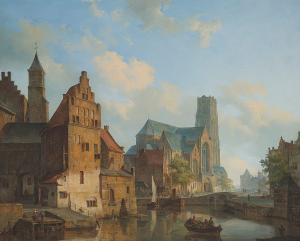 A View Of The Delftse Vaart And St Laurens Church Rotterdam 1840