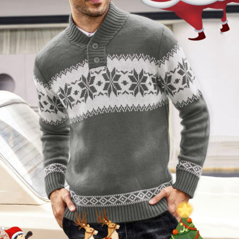 Christmas knitted sweater, jacquard pattern, long sleeve
