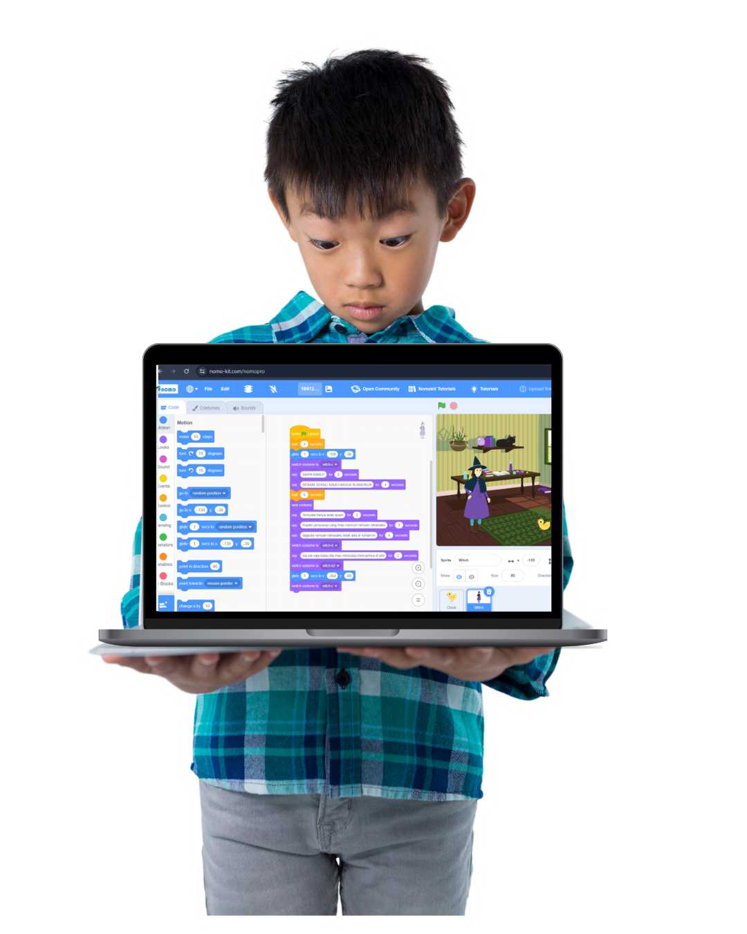 Anak belajar coding dengan Nomo Kit
