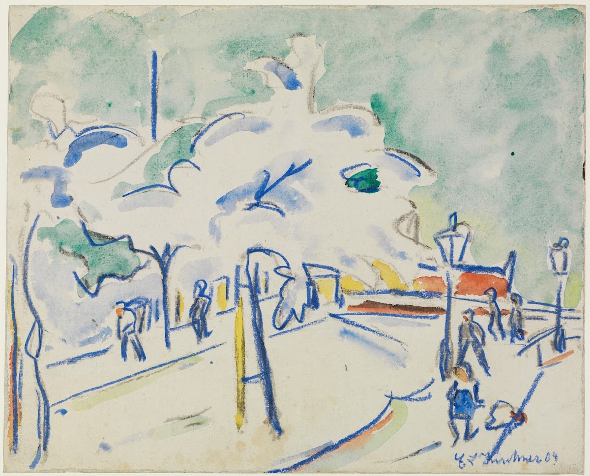 Uferstrom mit Bäumen Dresden 1909