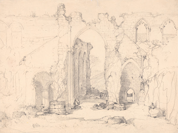 Visitors at a Ruined Abbey