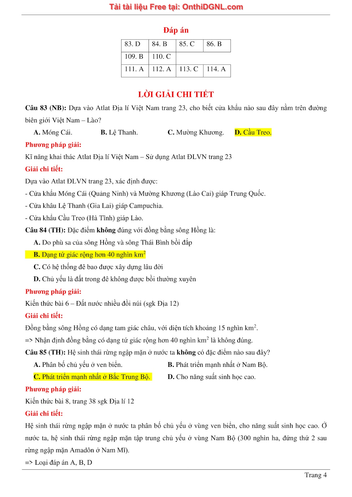 250 bài tập môn Địa Lý - Ôn thi ĐGNL ĐHQG TP HCM Phần 23