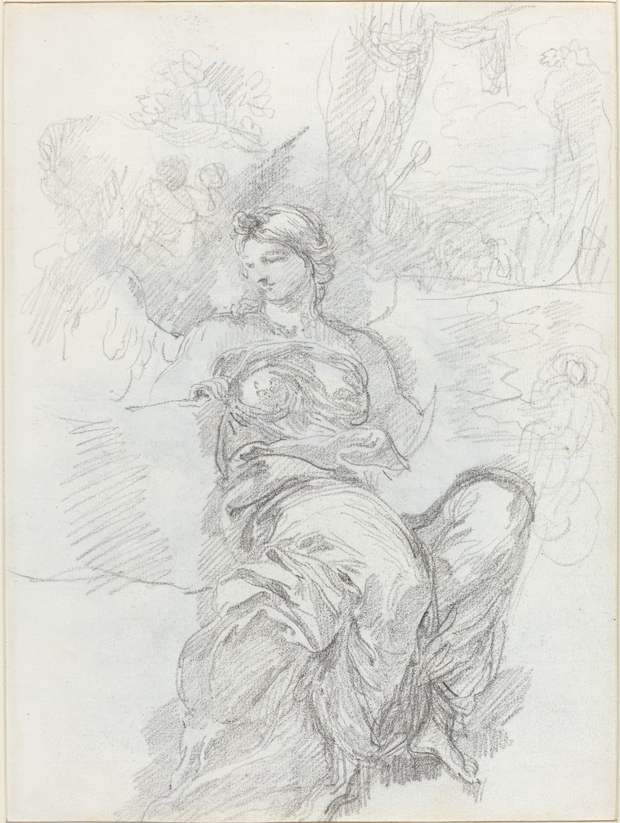 Seated Angel in a Landscape recto