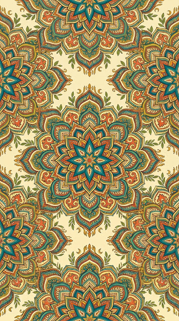 Seamless Vector Pattern of Colorful Bohemian Mandalas - Free mobile Wallpaper