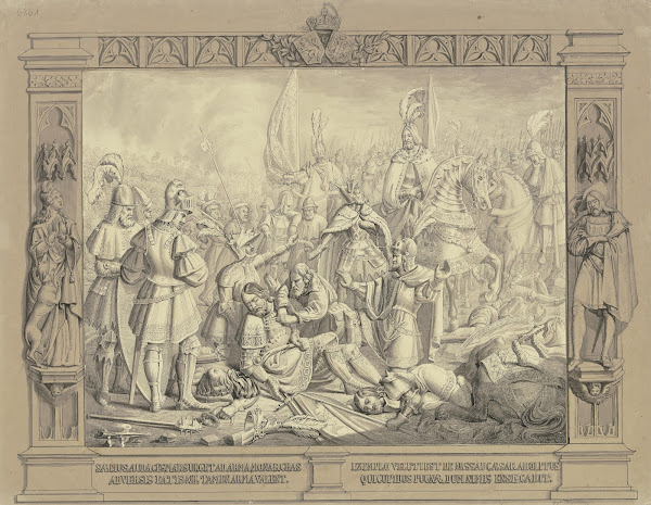 Tod des Kaisers Adolf von Nassau in der Schlacht bei Gellheim im Jahre 1298