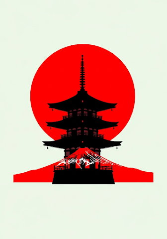 Japanese Pagoda Mount Fuji Ukiyo-e