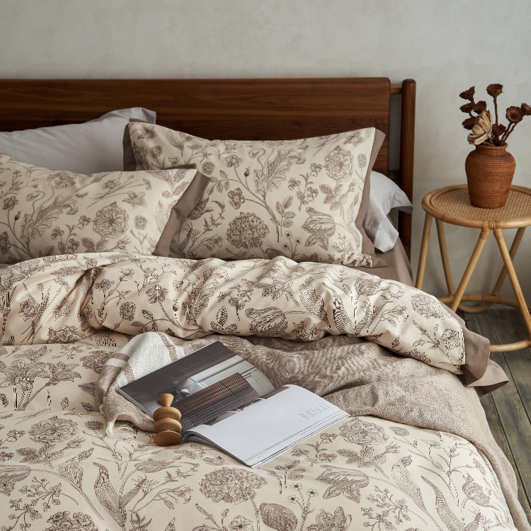 Bedding set made from pure cotton, brushed, floral pattern