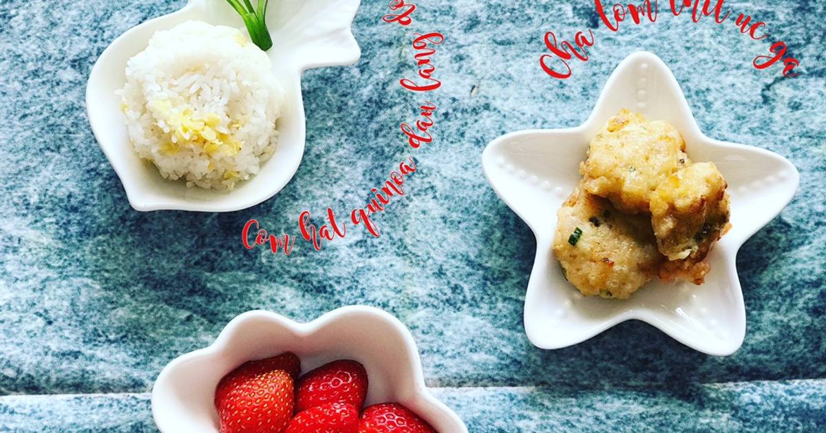 Cơm hạt quinoa đậu lăng đỏ chả tôm thịt ức gà