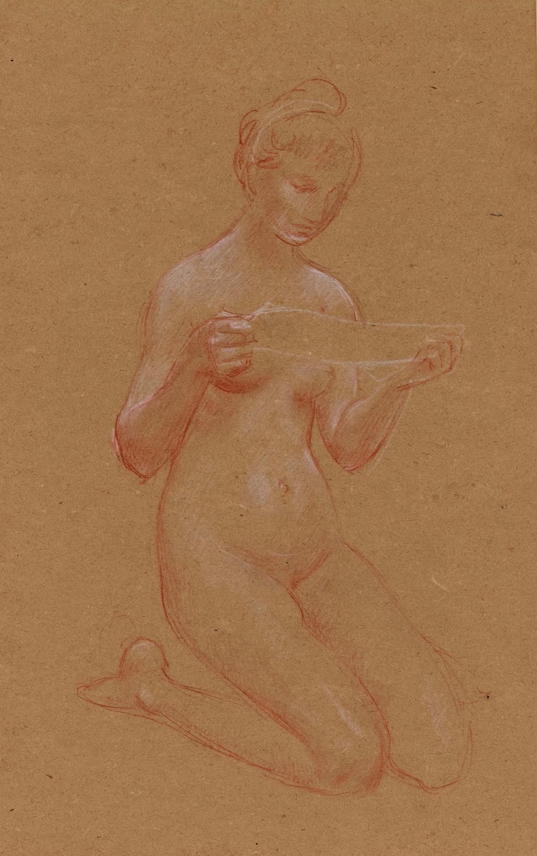 Femme nue à genoux