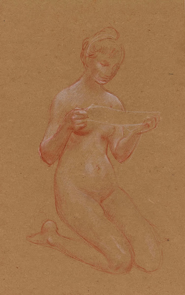 Femme nue à genoux