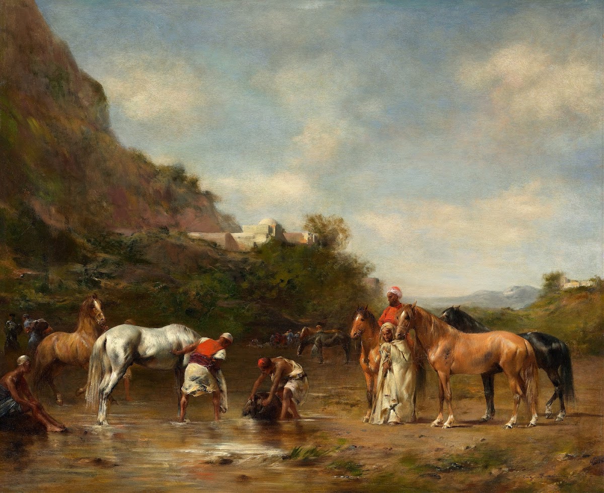 Arabs watering their horses 1872