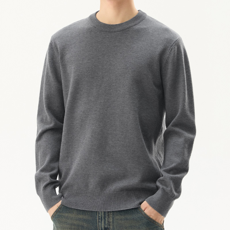 Men's Wool Blend Sweater with Round Neck