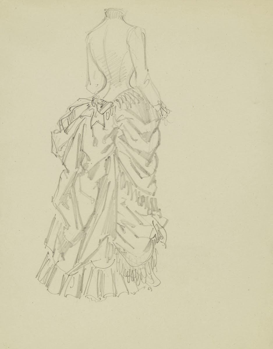 Esquisses dune robe vue de dos et de profil de chez madame Bréant Castel 1879 18