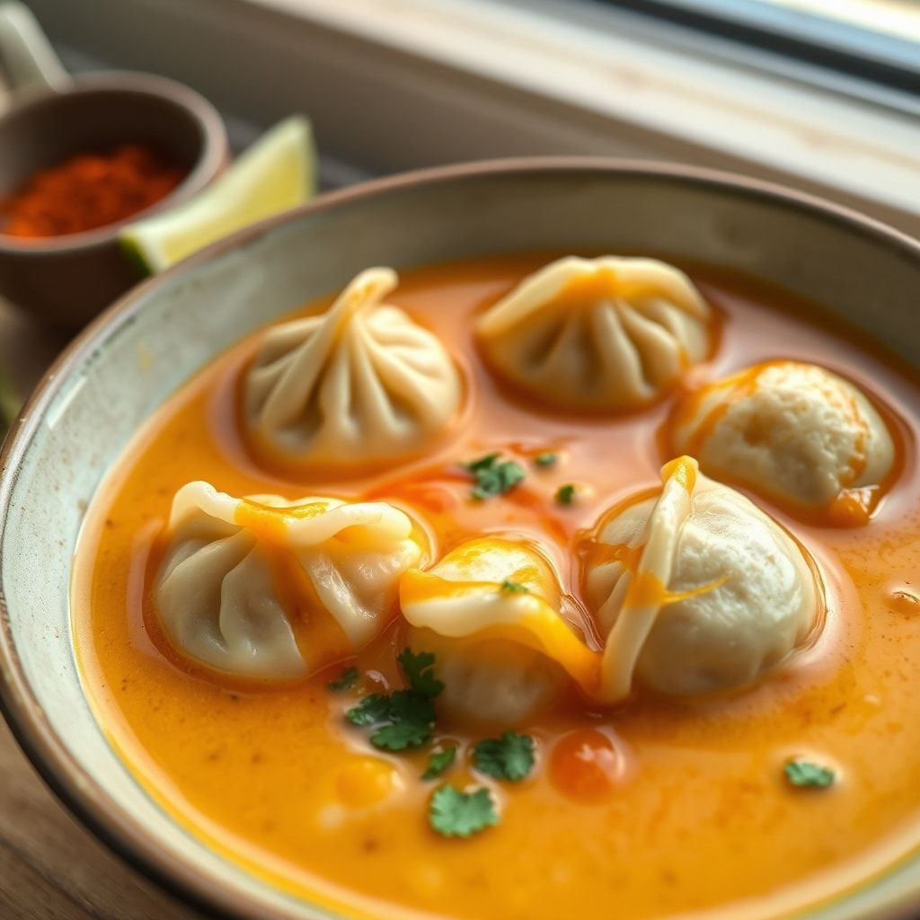 Easy Coconut Curry Soup with Vegan Dumplings | 30-Minute Comfort Bowl finished