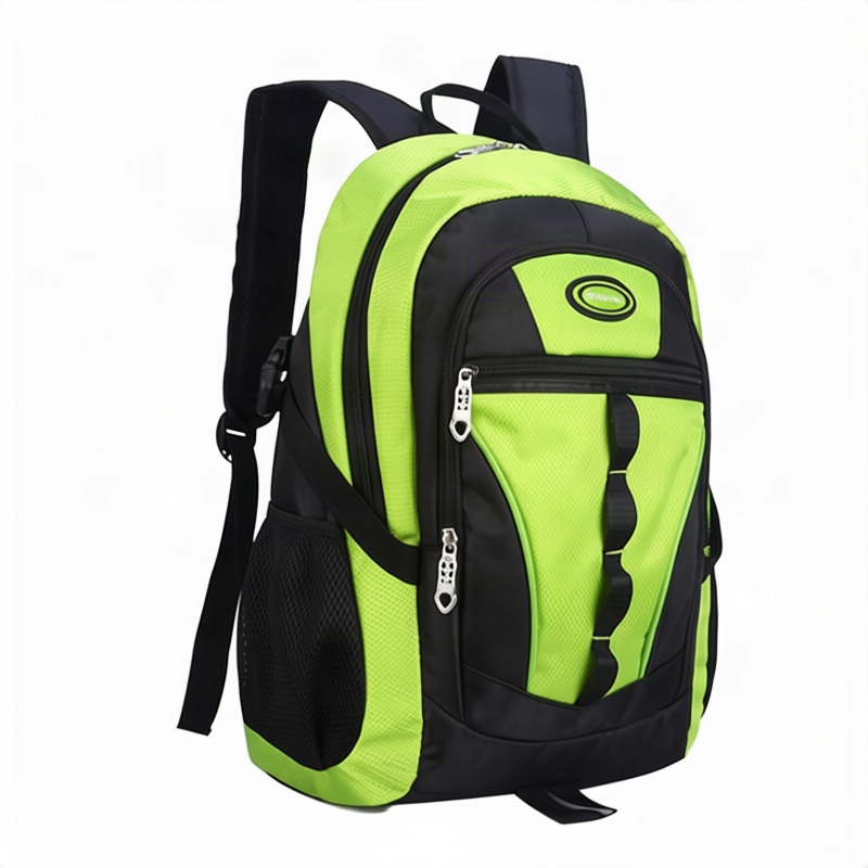 Student backpack, polyester, striped pattern