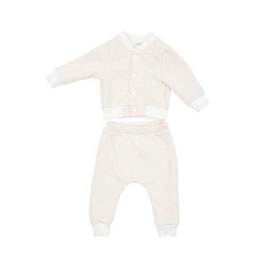 Дитячий костюм Twins трикотажний утеплений Україна (бомбер, штани) бежевий 80р