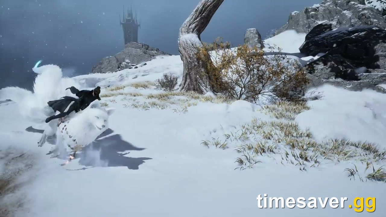 A winged Daeva crossing a snowy Atreia landscape on a mount in AION 2, representing the freedom to try any class