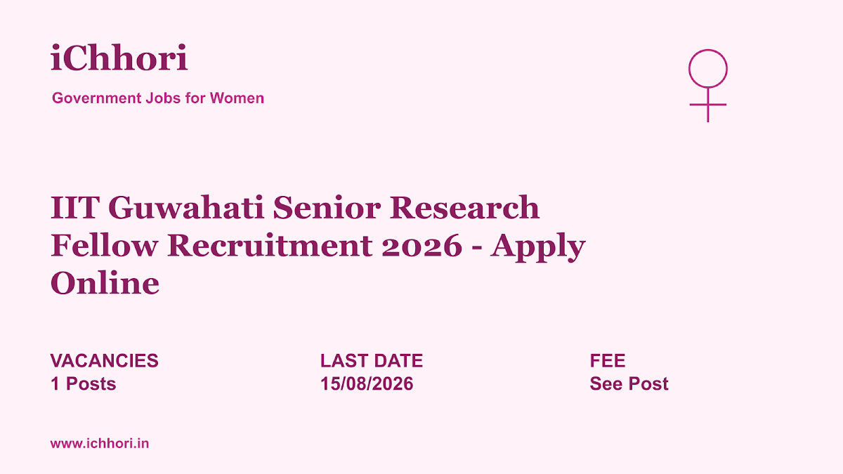 IIT Guwahati Senior Research Fellow Recruitment 2026 - Apply Online - iChhori