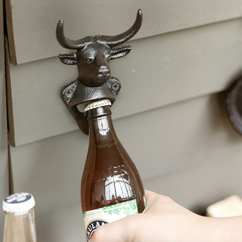 Wall Bottle Opener, Iron, Animal Head Design