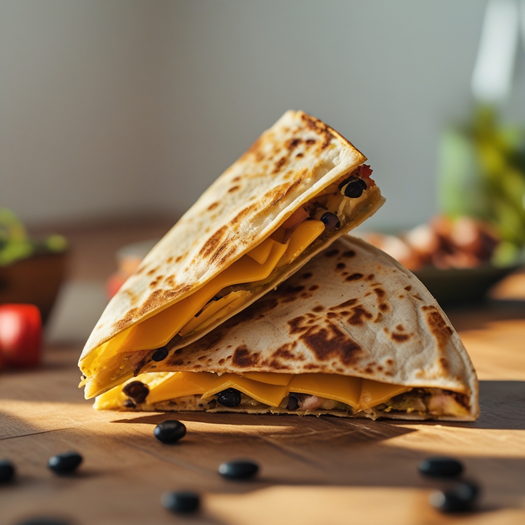 Final Green Chili Turkey Sausage Breakfast Quesadillas with Black Beans & Pepper Jack