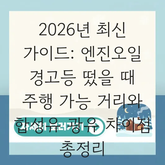 엔진오일 교환주기 경고등 떴을 때 주행 가능 거리 및 합성유 광유 차이점 가이드 대표 이미지