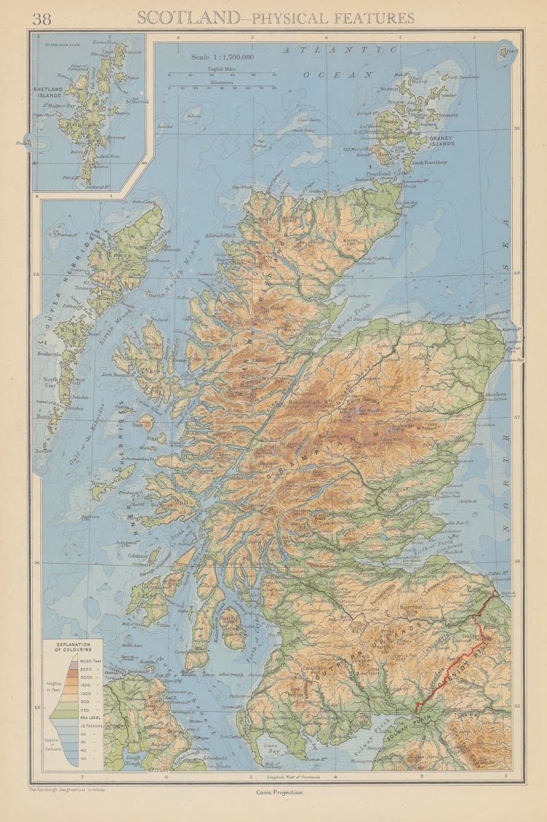 Scotland  Physical Features 1942