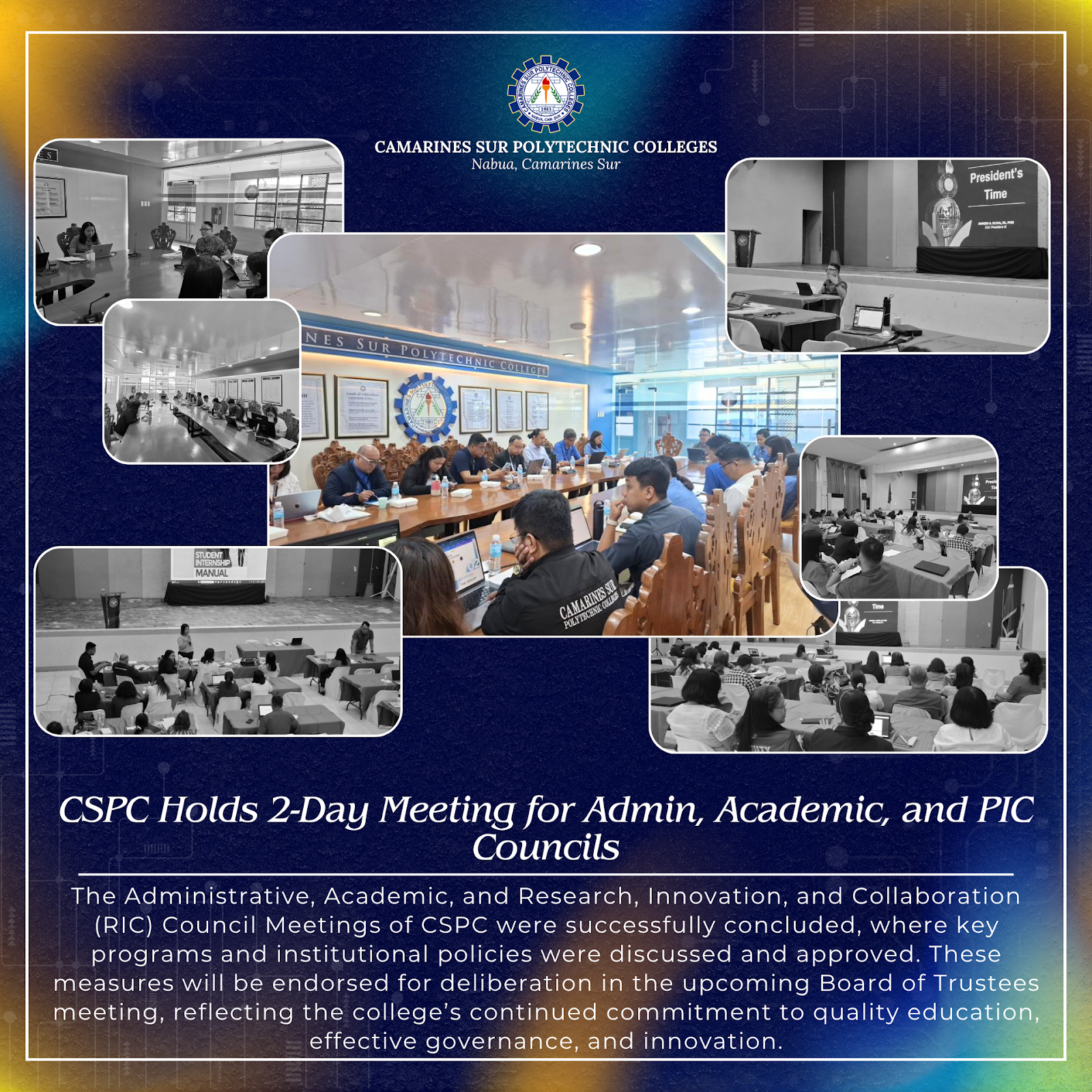 𝗖𝗦𝗣𝗖 𝗛𝗼𝗹𝗱𝘀 𝟮-𝗗𝗮𝘆 𝗠𝗲𝗲𝘁𝗶𝗻𝗴 𝗳𝗼𝗿 𝗔𝗱𝗺𝗶𝗻, 𝗔𝗰𝗮𝗱𝗲𝗺𝗶𝗰, 𝗮𝗻𝗱 𝗥𝗜𝗖 𝗖𝗼𝘂𝗻𝗰𝗶𝗹𝘀