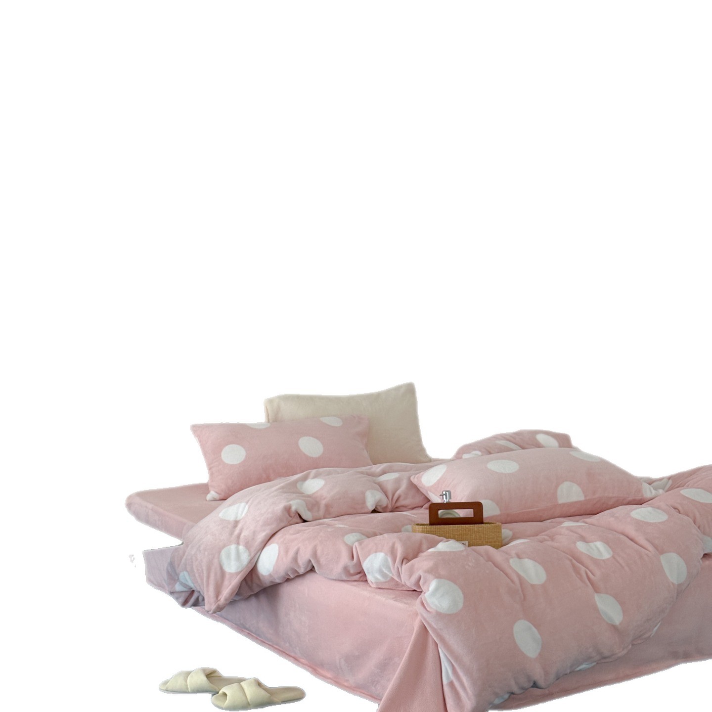 Warm milk fiber fleece bedding set, 4 pieces