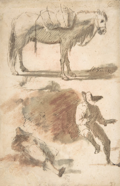Sheet of Studies A Horse Above a Seated Man and a Reclining Man Below 161275