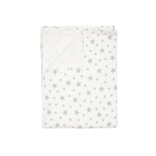 Детский плед Twins муслиновый 110х75 двойной Звездочка серая