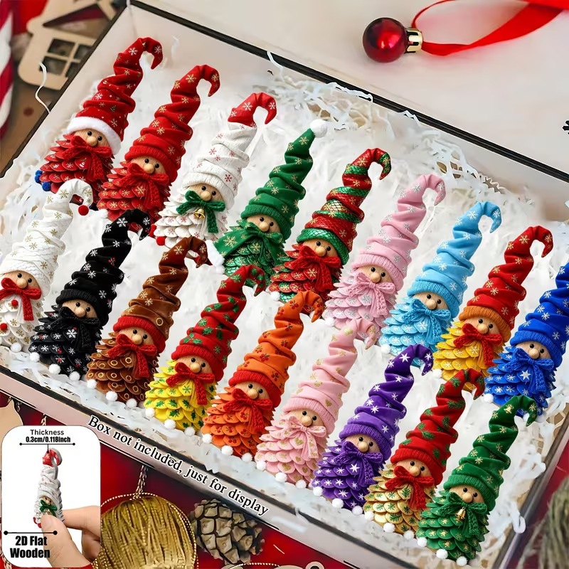 Colorful Wooden Gnome Ornaments