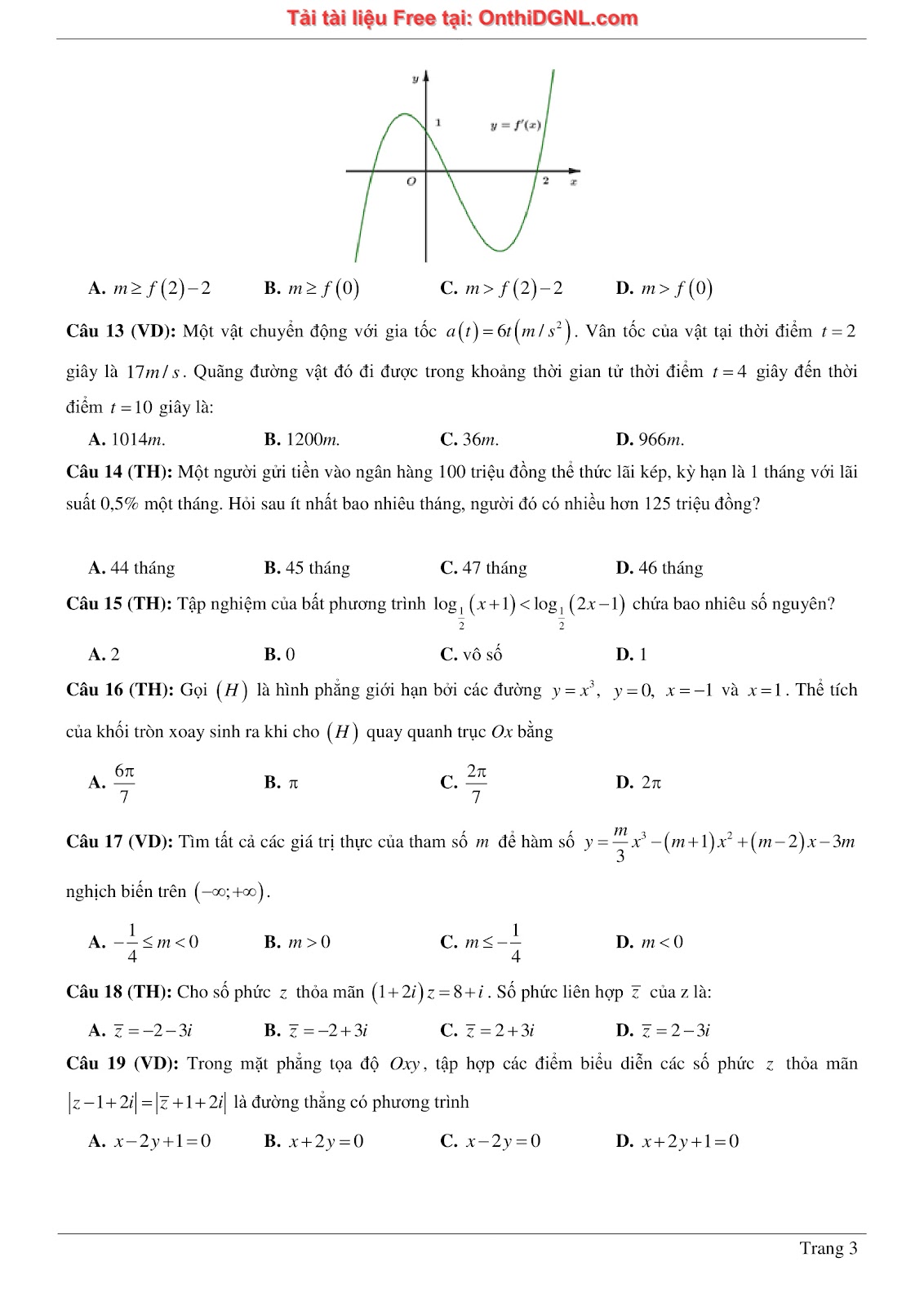 1300 bài tập môn Toán - Ôn thi ĐGNL ĐHQG Hà Nội Phần 12