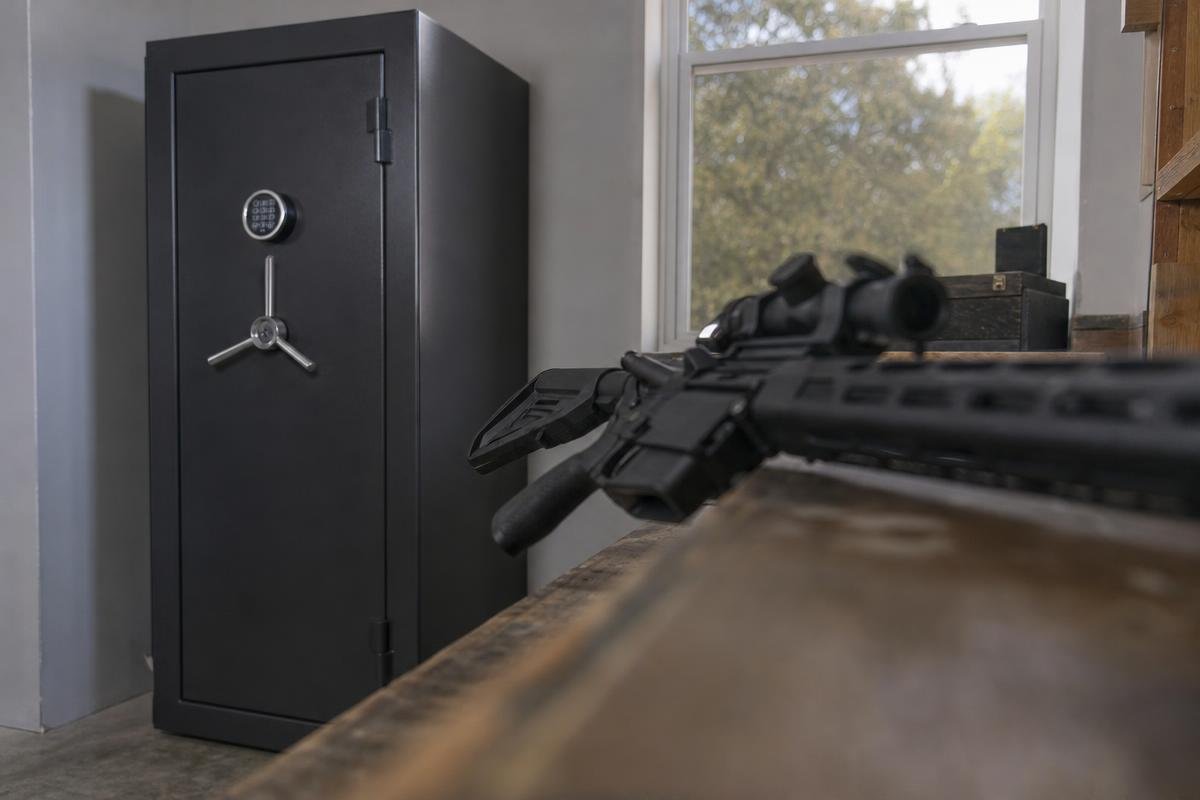 Secure home firearm storage setup