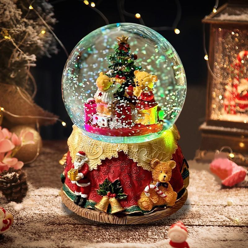 European Music Box with Glass Globe and Night Light