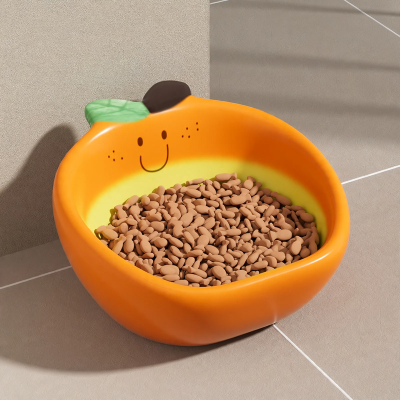 Ceramic bowl with fruit design for pets