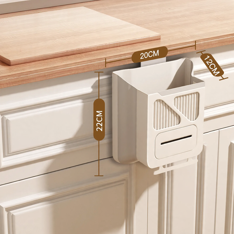 Wall-Mounted Trash Can, Plastic, Foldable