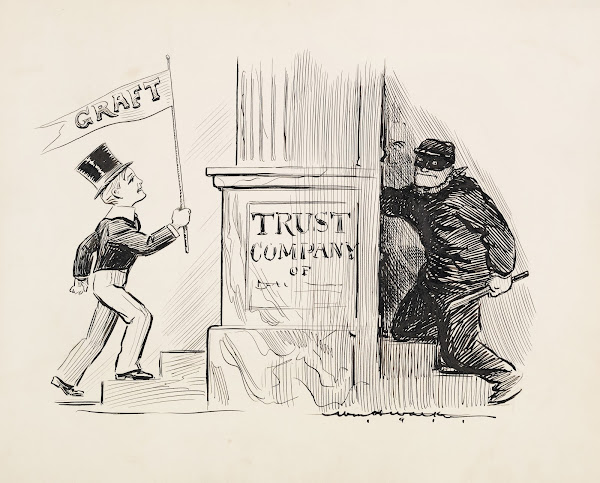 A robber breaks into the back of a Trust Company building 1911