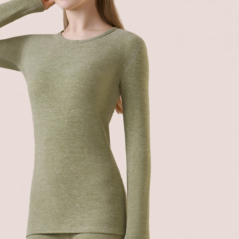 Women's long sleeve shirt, lined, with round neckline