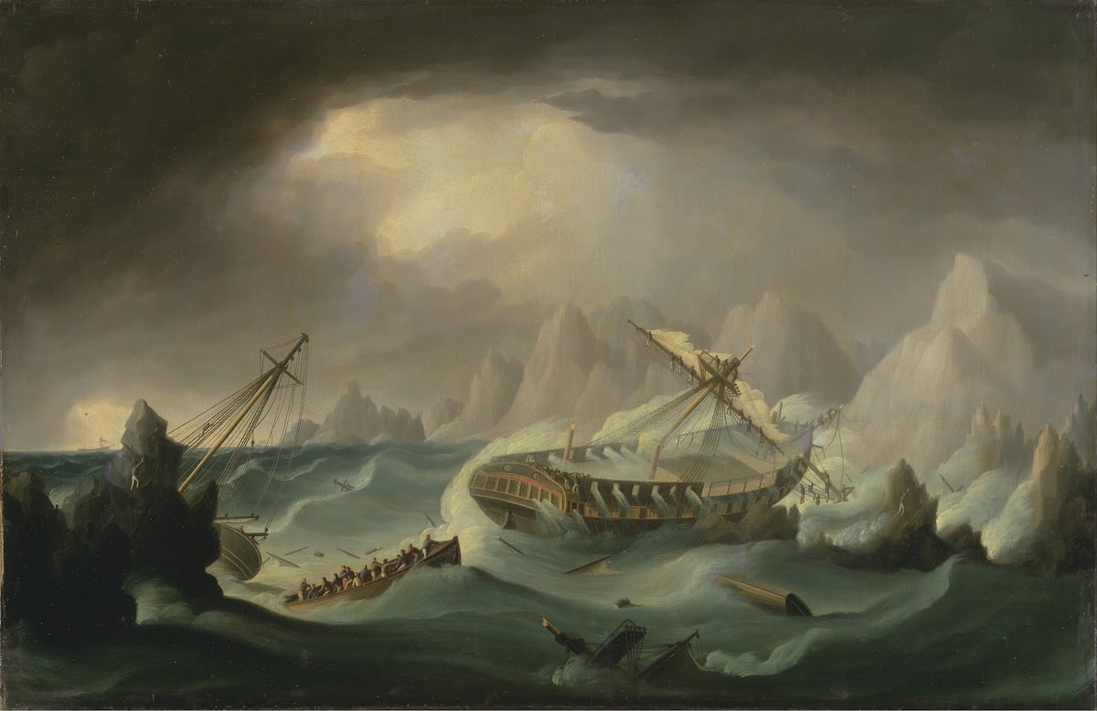Shipwreck off a Rocky Coast