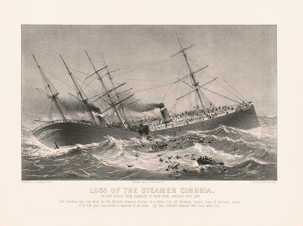 Loss of the steamer Cimbria on her voyage from Hamburg to New York January 19th