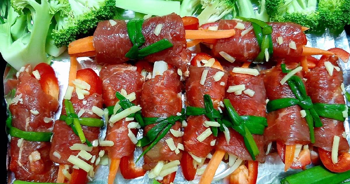 Bò cuộn rau củ phomai