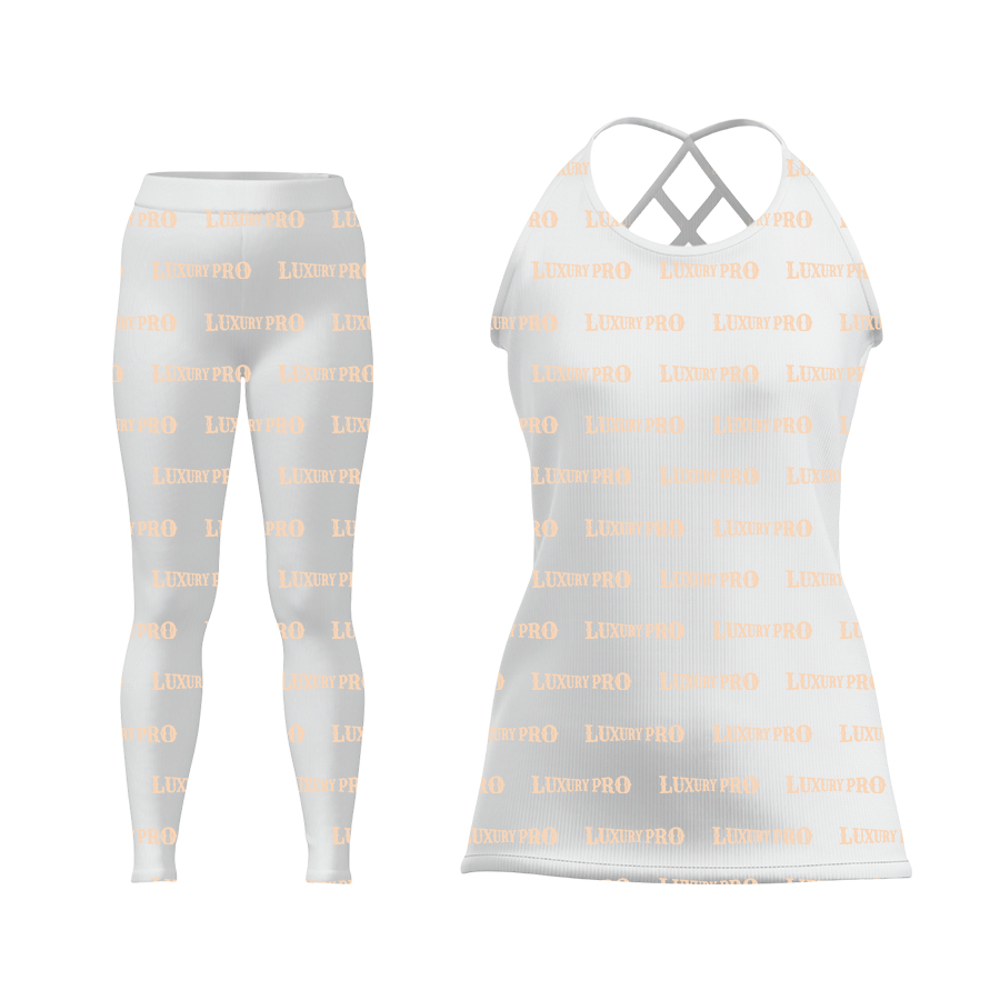 AOP Hollow Out Vest + Yoga Pants Set
