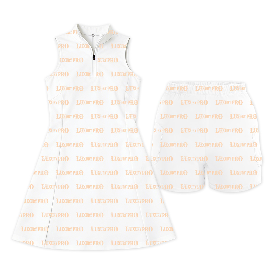 AOP Sleeveless Zipper Skirt Set