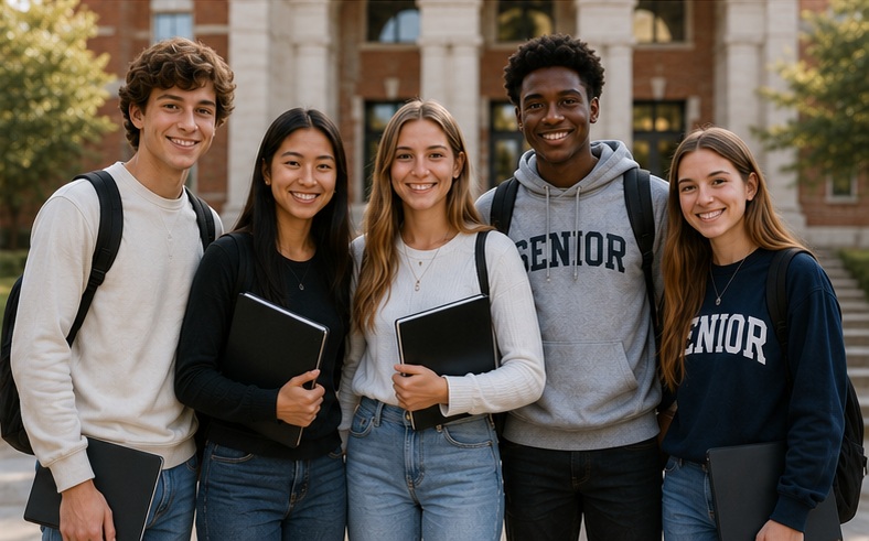 12th grade students on campus