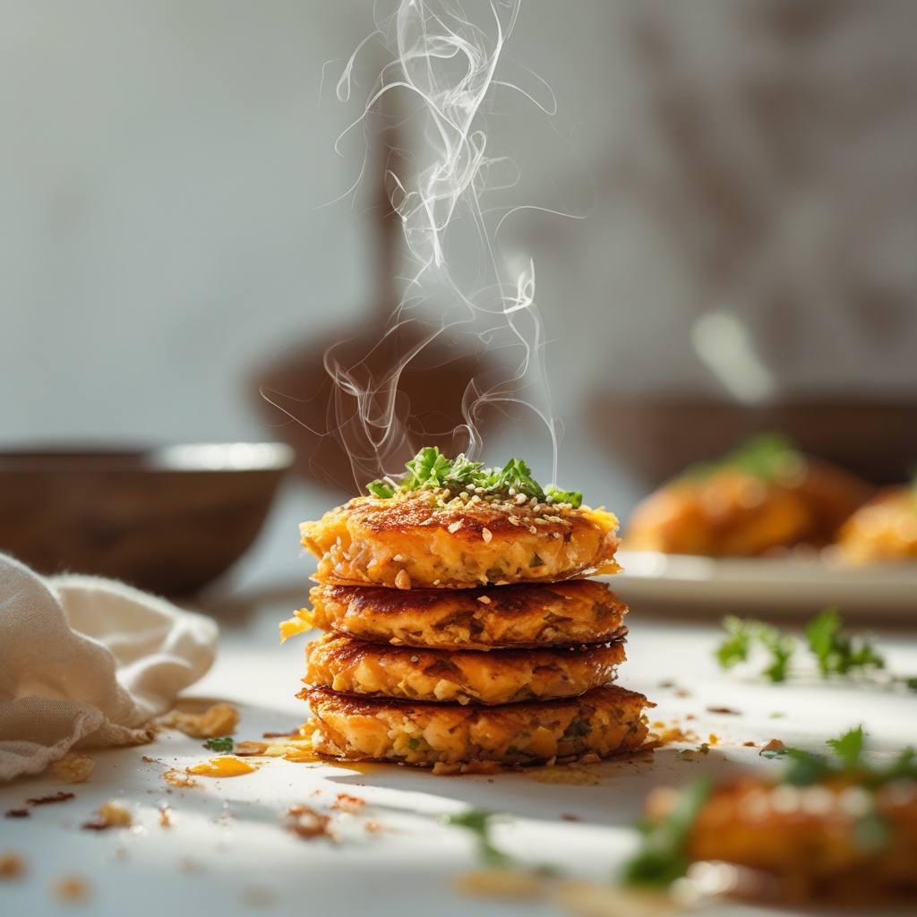 Sesame Salmon Sweet Potato Cakes