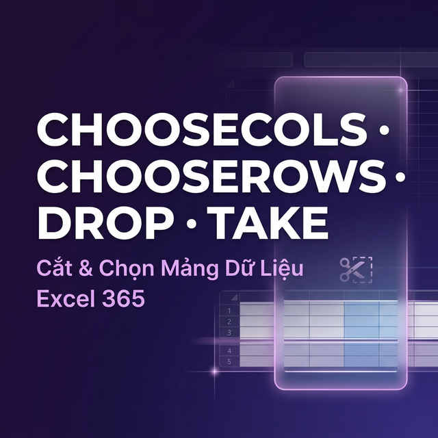 CHOOSECOLS, CHOOSEROWS, DROP, TAKE — Cắt Mảng Excel 365