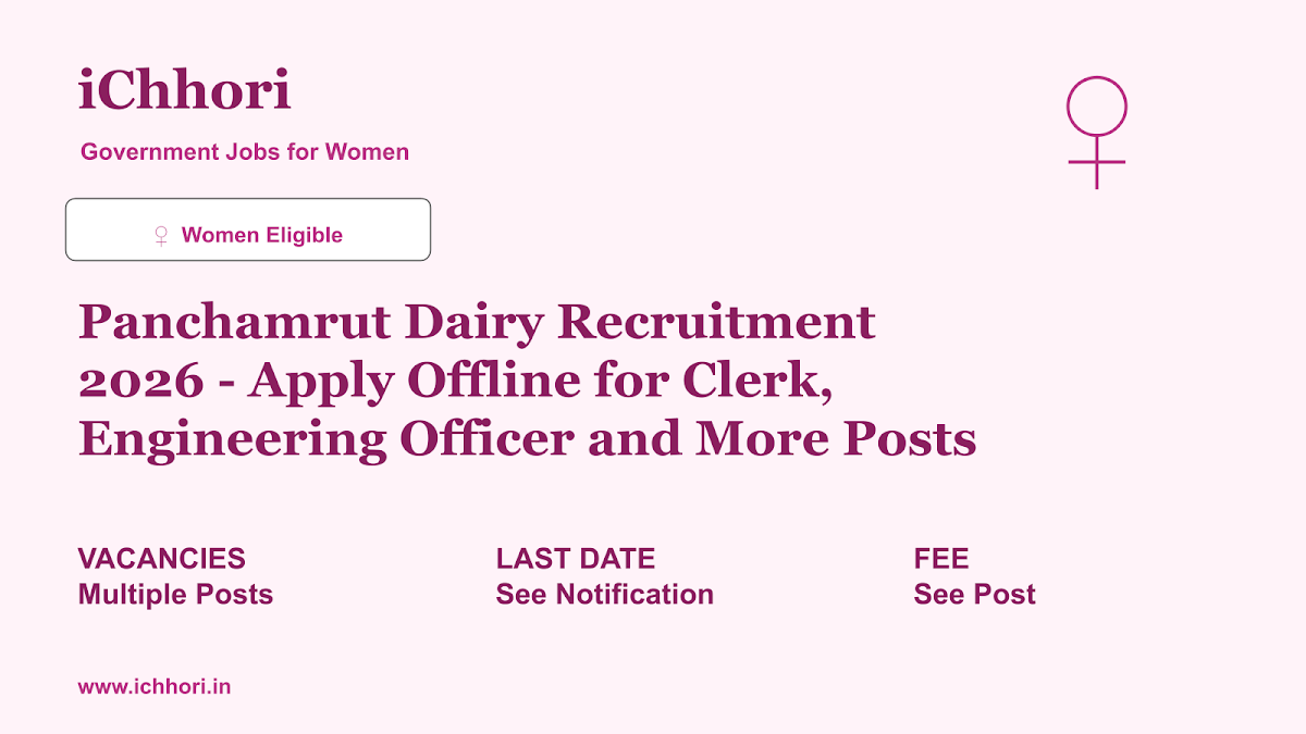 Panchamrut Dairy Recruitment 2026 - Apply Offline for Clerk, Engineering Officer and More Posts - iChhori