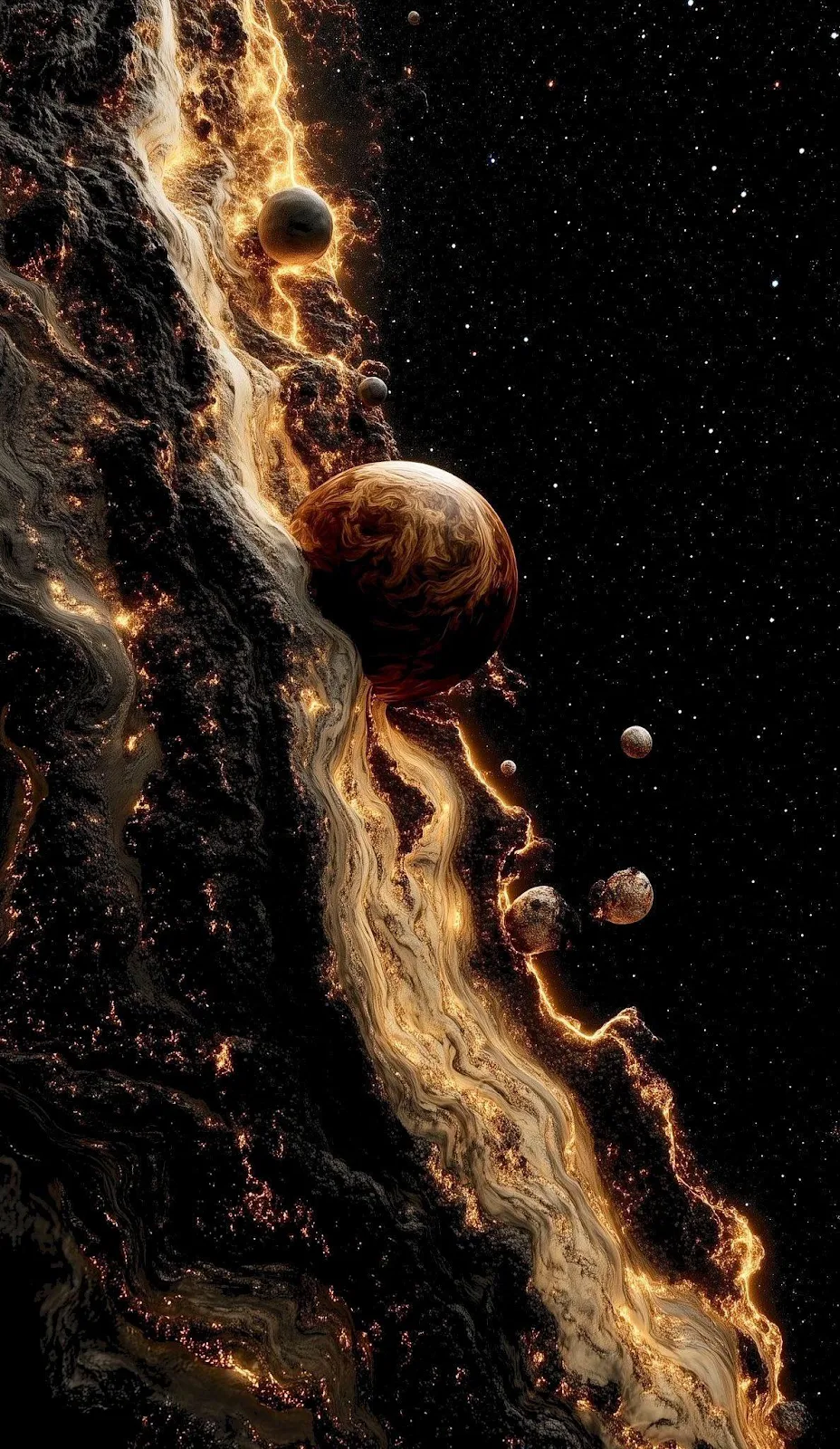 Cosmic Lava River in Space - Digital Art Full HD iPhone Wallpaper (1188x2048)