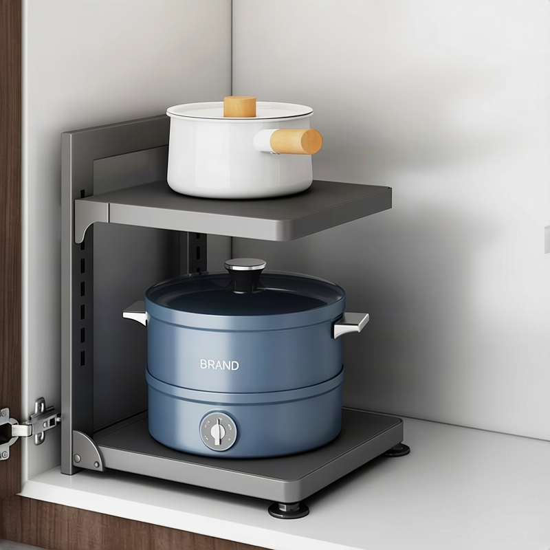 Pot rack, multi-tiered, Gunmetal, foldable